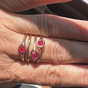 MONICA VINADER Gold and Pink Siren Ring Sz 8